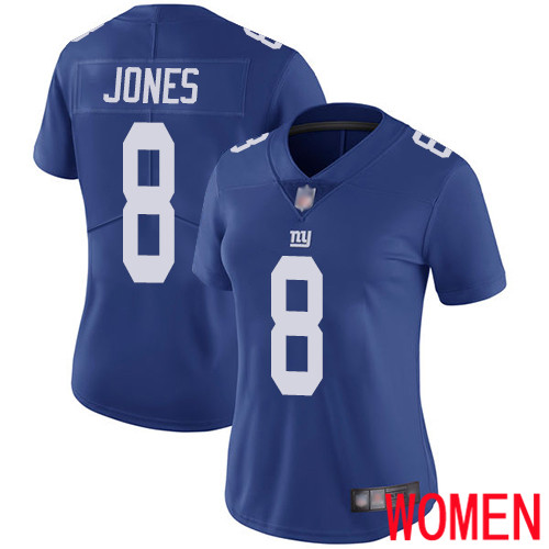 Women New York Giants #8 Daniel Jones Royal Blue Team Color Vapor Untouchable Limited Player Football NFL Jersey->women nfl jersey->Women Jersey